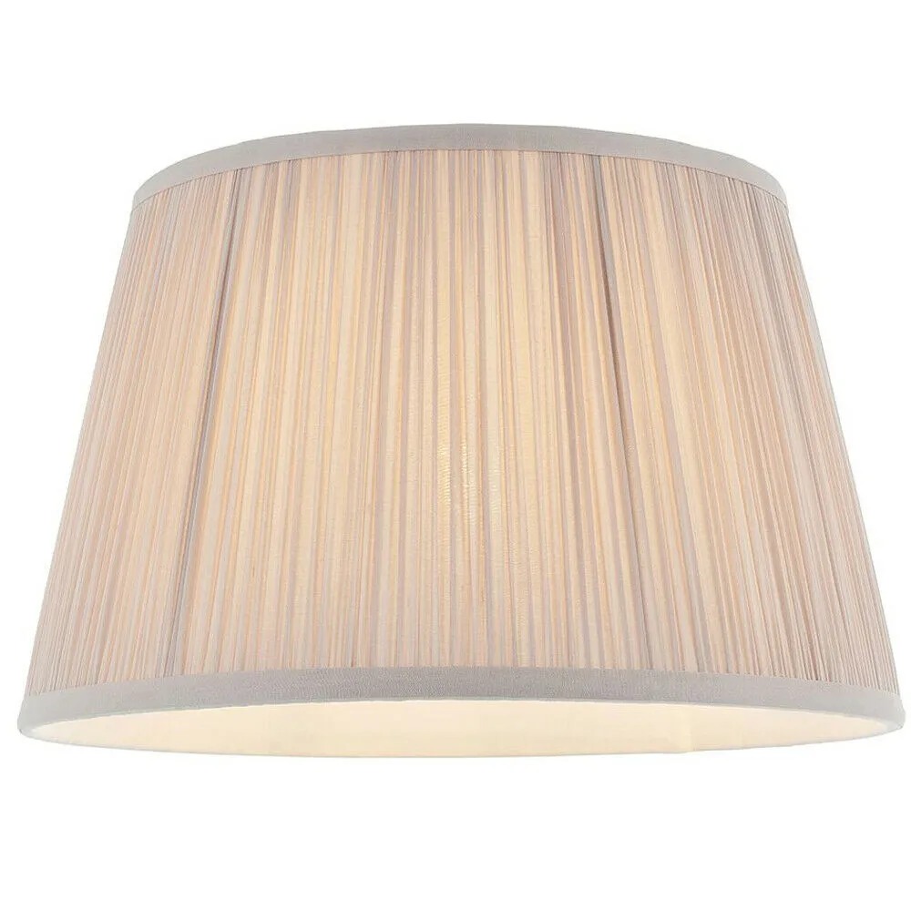 12" Elegant Round Tapered Drum Lamp Shade Dusky Pink Gathered Pleated Silk Cover