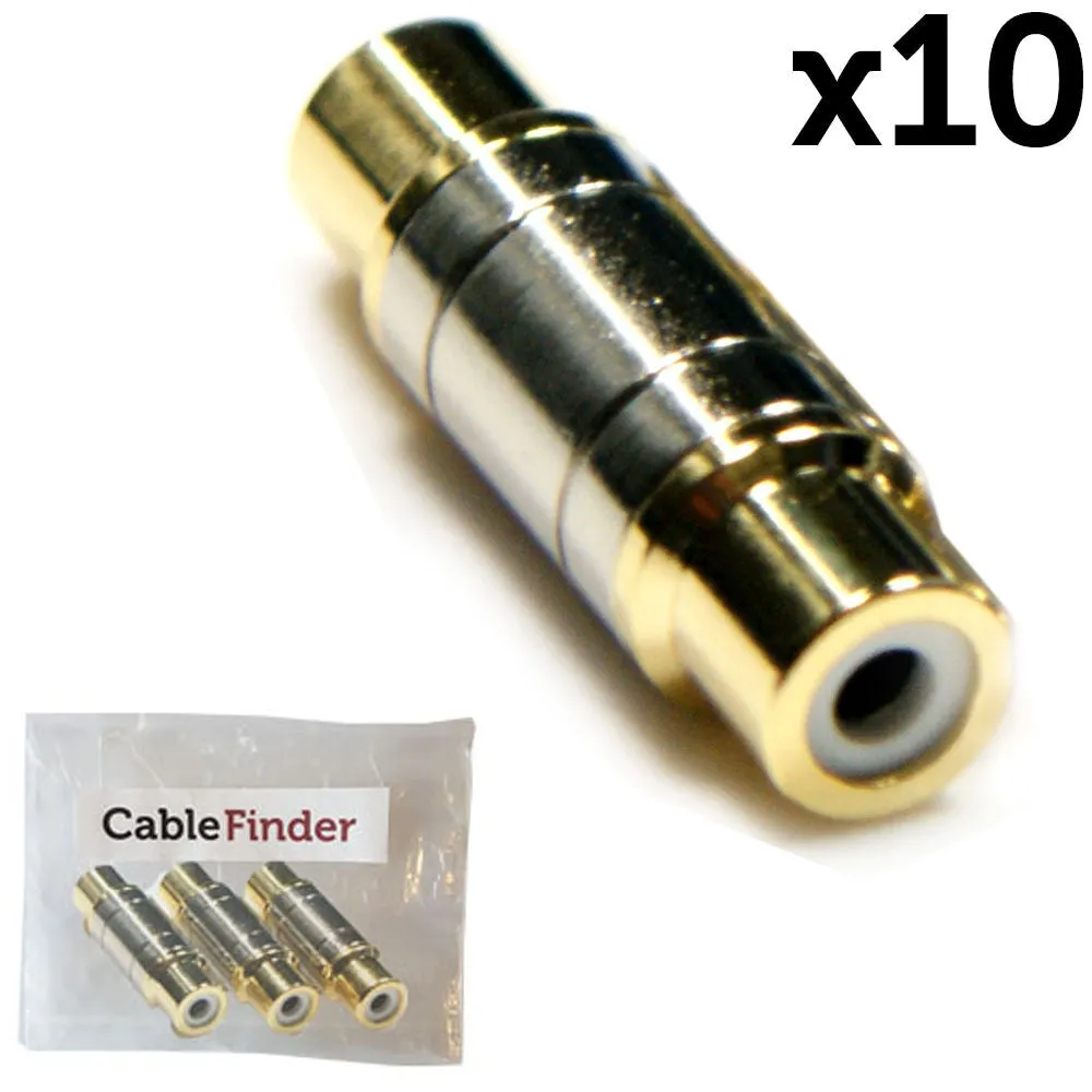 10 RCA Phono Coupler Joiner AV Component Female to Socket Adapter Gender Changer