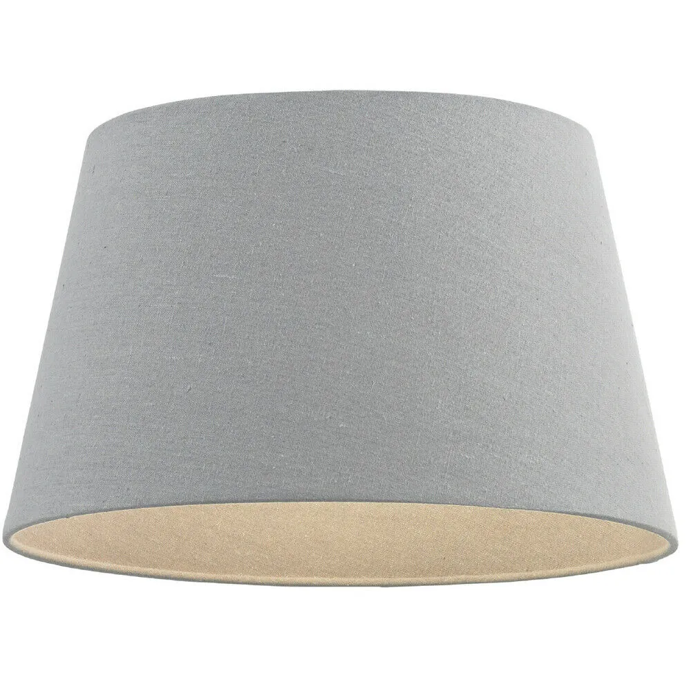 8" Inch Round Tapered Drum Lamp Shade Grey Linen Fabric Cover Simple Elegant