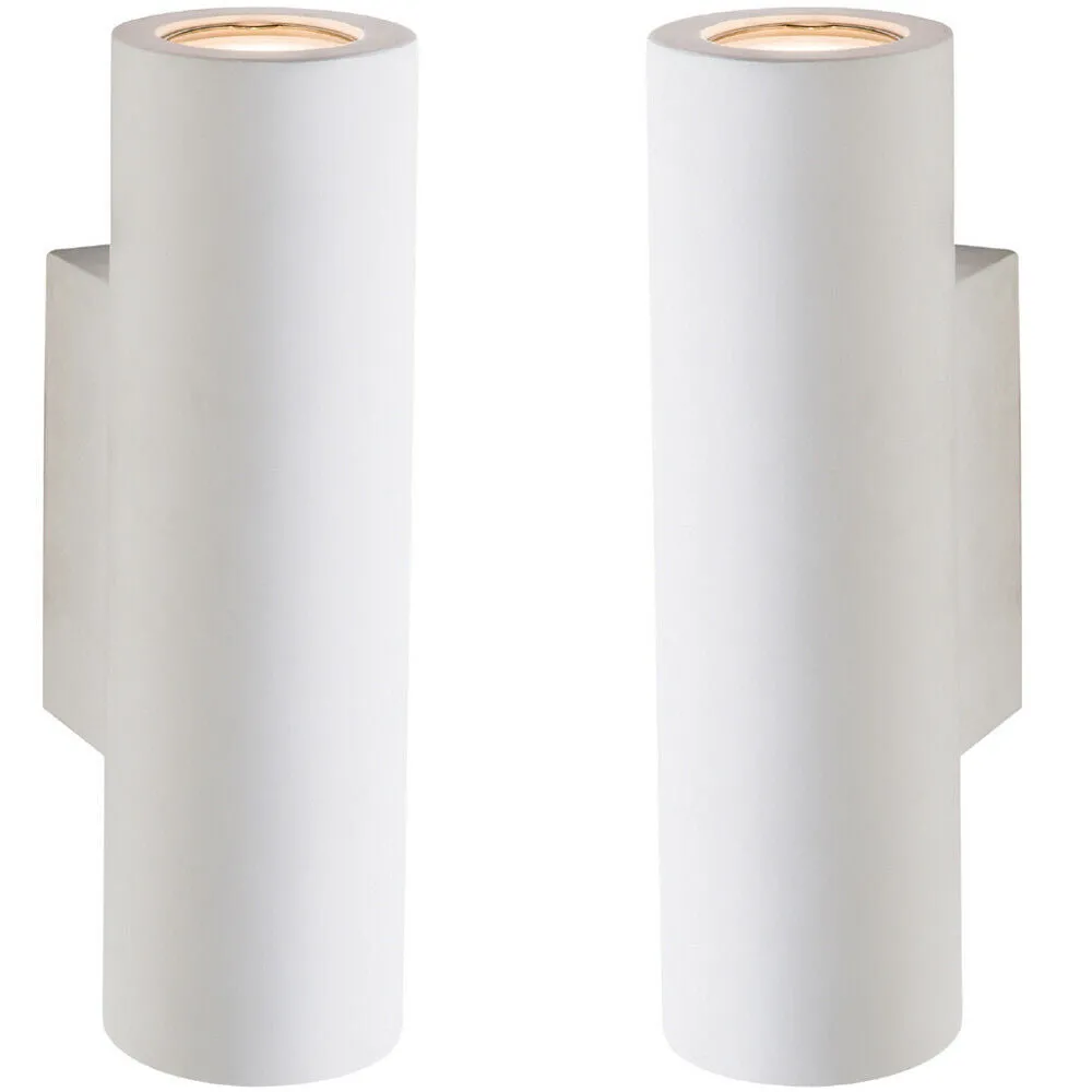 2 PACK Up & Down LED Wall Light Primed White (Ready for Paint) Modern Lamp Kit