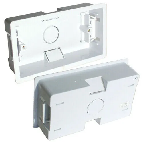 QTY 10 35mm Double Twin PLASTIC DRY LINING BACK BOX 2 GANG WALL PATTRESS UK