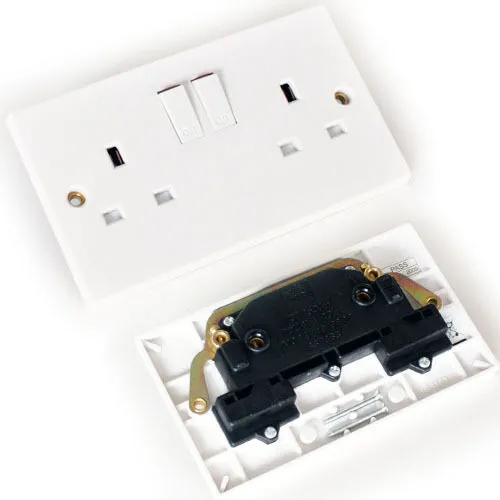 Twin Double UK Mains Wall Plug Socket 1 Gang 240V 13A Power Face Plate Outlet