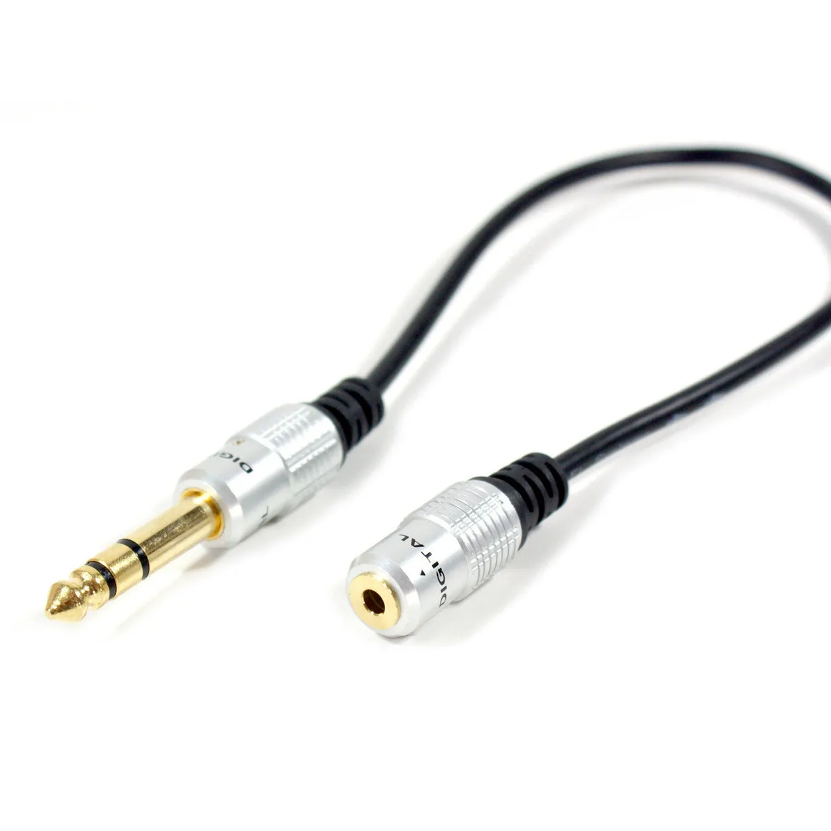 0.3m 6.35mm Jack Plug to 3.5mm Stereo Socket Extension Cable Lead ¼" Headphone