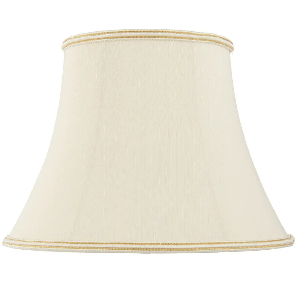 14" Bowed Oval Handmade Lamp Shade Cream Fabric Classic Table Light Bulb Cover