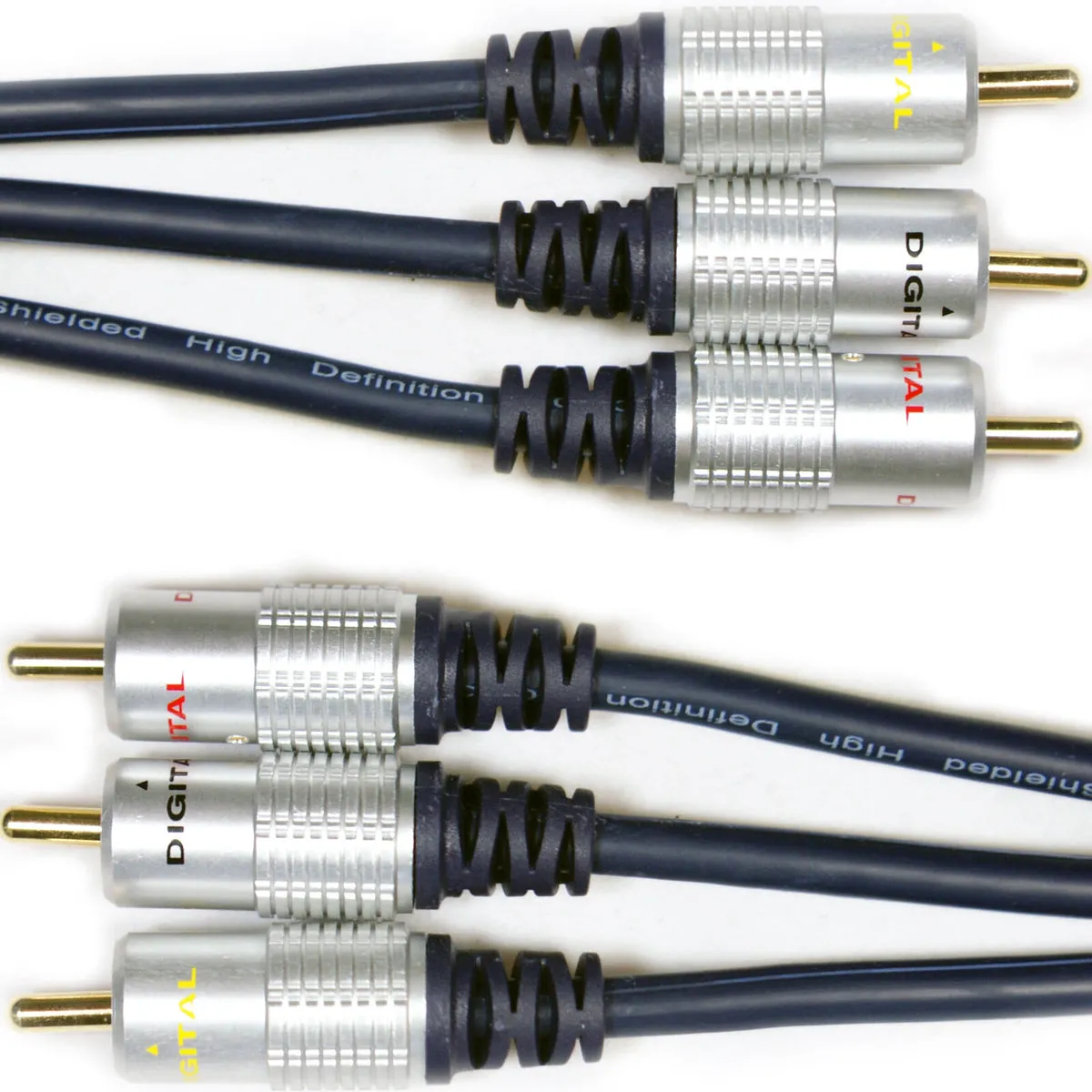 1m AV Cable Triple 3 RCA PHONO Male Lead Video To Yellow Audio Red Black