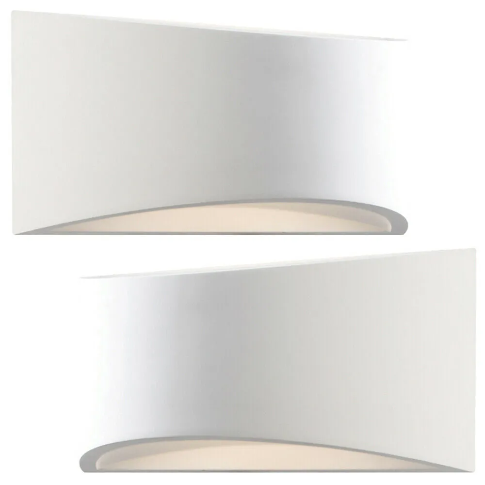 2 PACK 300mm LED Wall Light Warm White White (ready to paint) Curved Bed Lamp