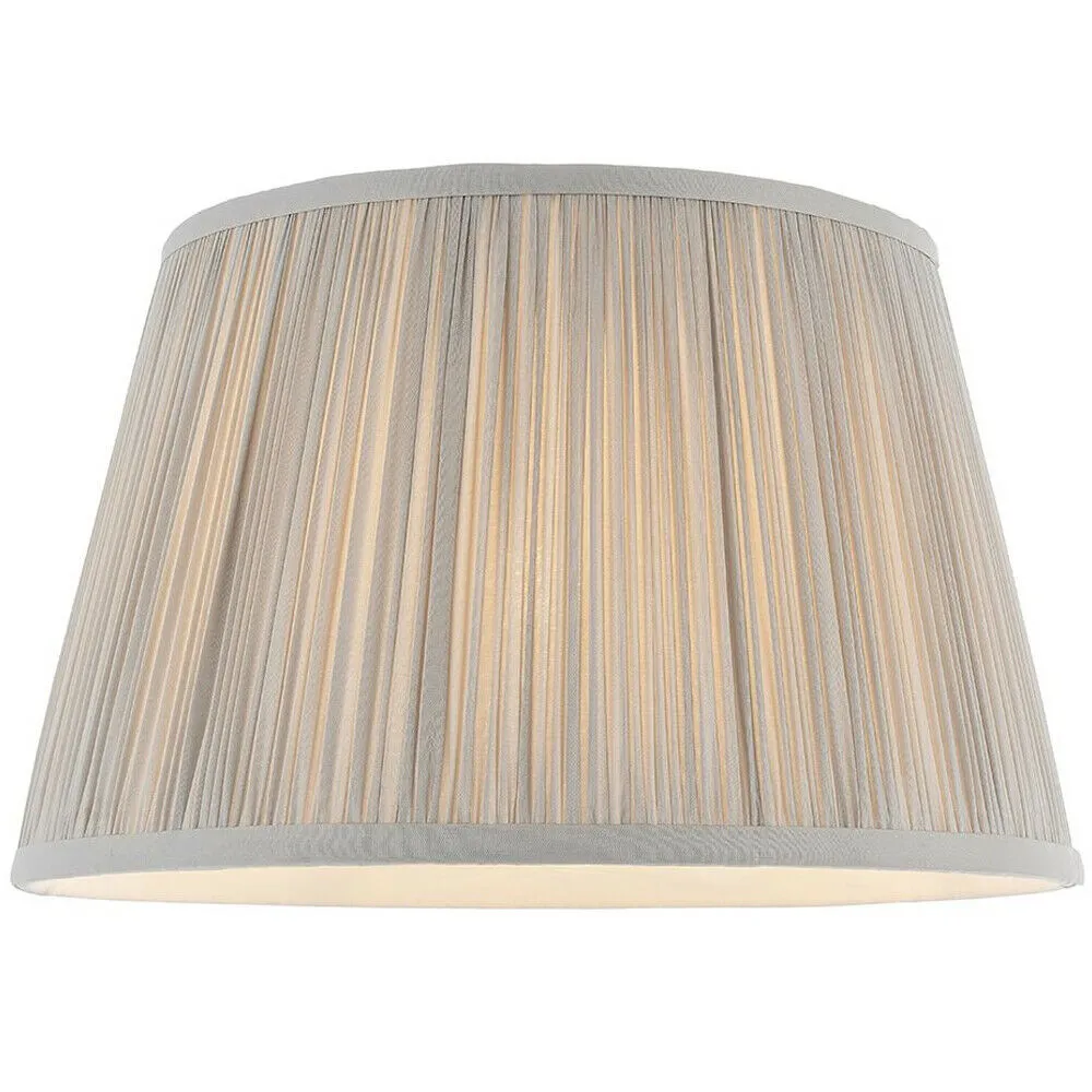 12" Elegant Round Tapered Drum Lamp Shade Silver Gathered Pleated Silk Cover