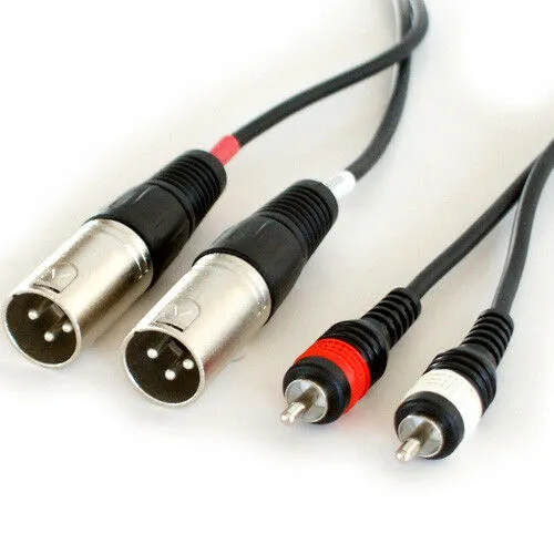 PRO 6m Twin XLR Male to 2x RCA PHONO Male Cable Double Dual Audio Plug Lead