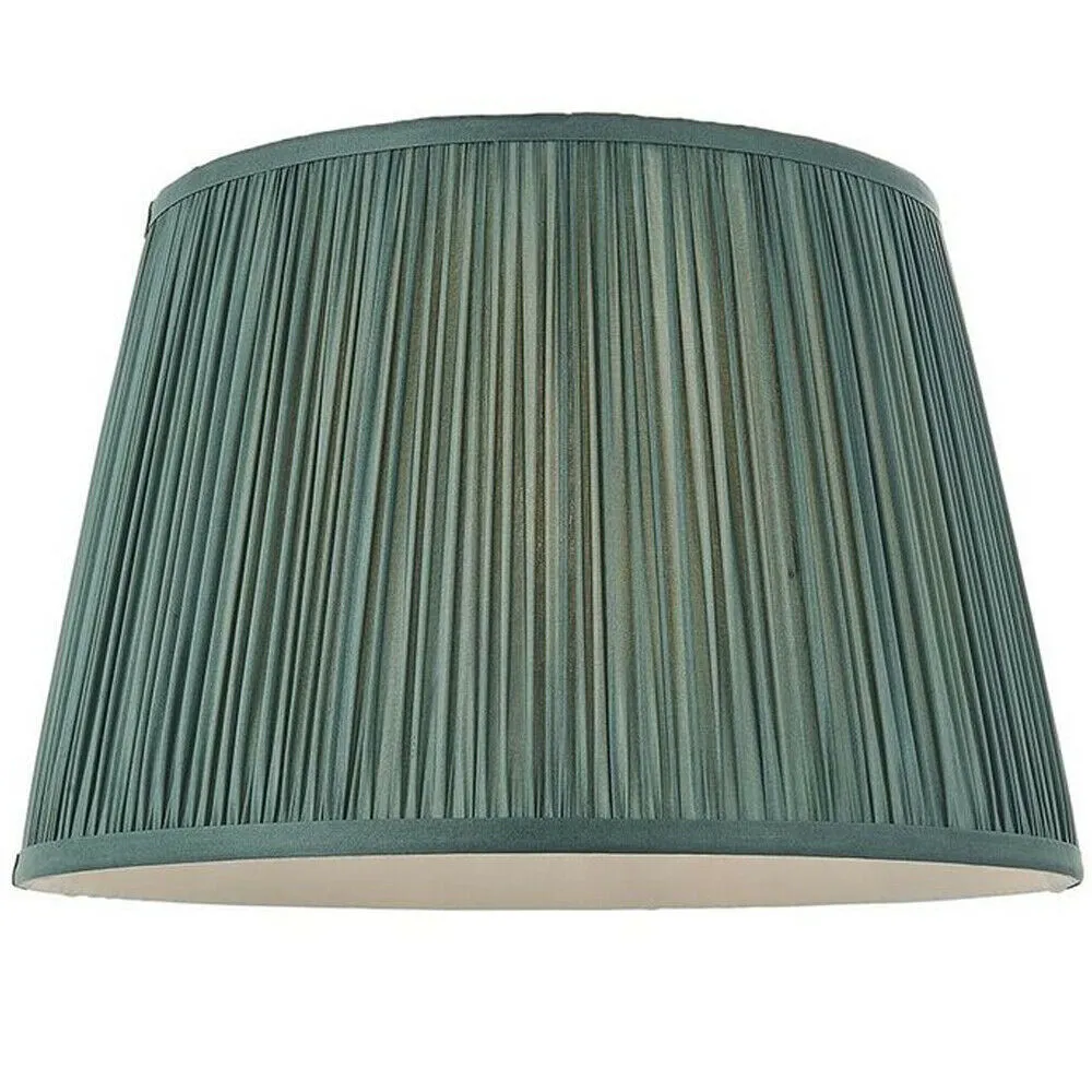 12" Elegant Round Tapered Drum Lamp Shade Fir Green Gathered Pleated Silk Cover