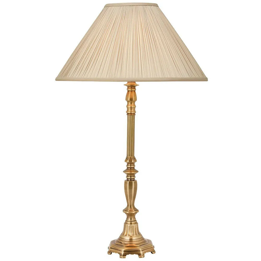 Luxury Traditional Table Lamp Light Â– Solid Brass & Beige Organza Pleated Shade