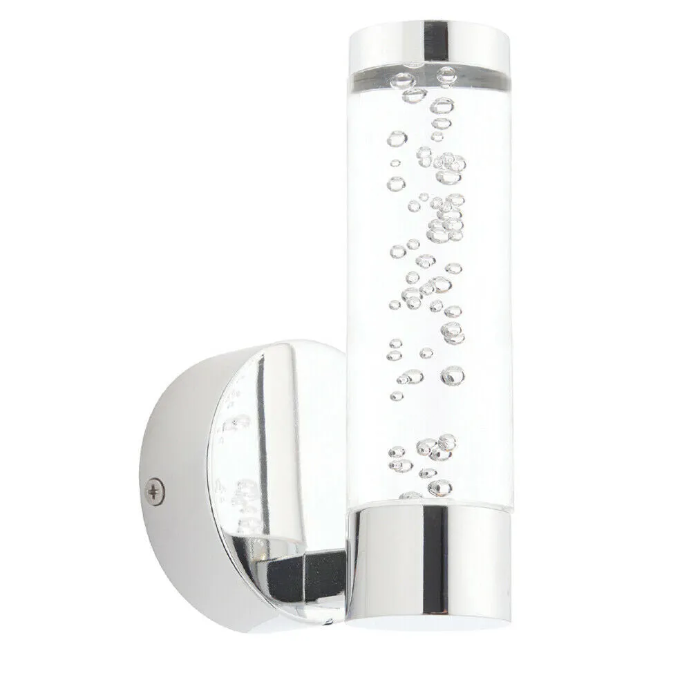 LED Bathroom Wall Light 3W Warm White IP44 Modern Chrome Cylinder Round Lamp