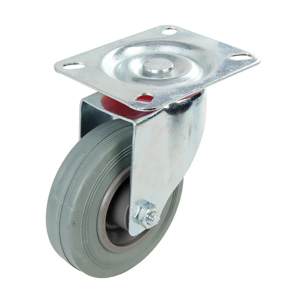 100mm RUBBER Swivel Castor Wheel 70KG Limit Non Marking Replacement Spare Tyre