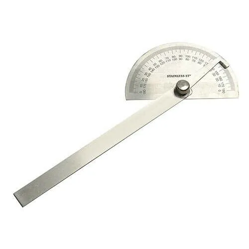 Stainless Steel Protractor 150mm Arm 180 Degrees Brass Locking Nut