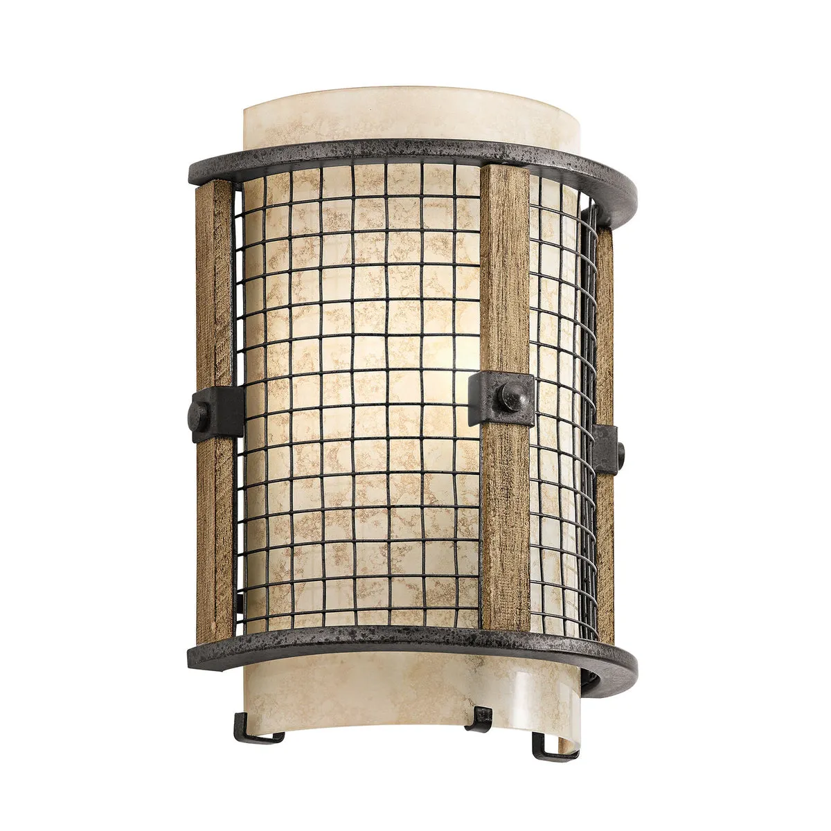 Wall Light Mesh Surrounds Mica Glass Shade Rustic Style Anvil Iron LED E14 60W