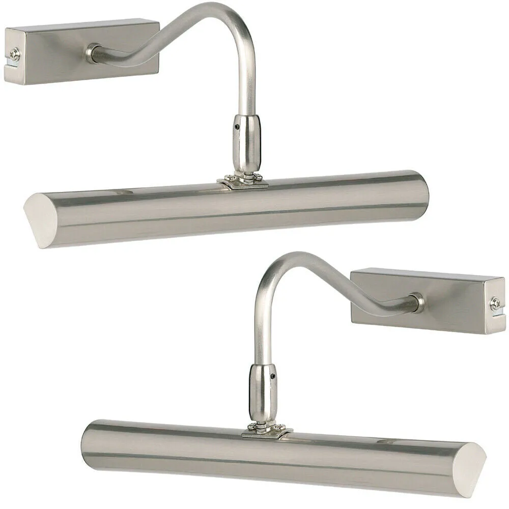 2 PACK LED Picture Wall Light 2.5W Warm White Satin Chrome Over Head Down Lamp