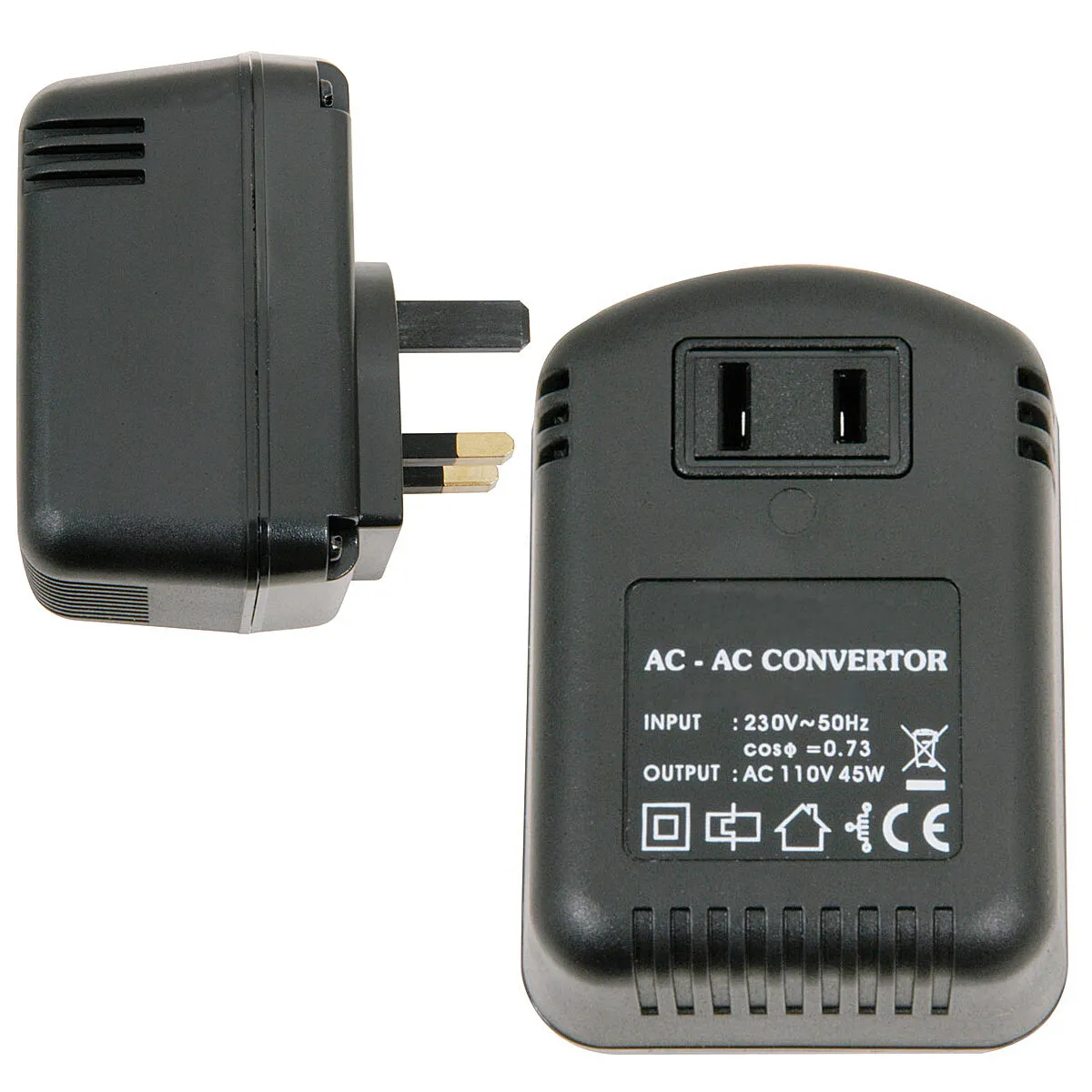 UK Plug to US Socket Voltage Step Down Converter *230V 110V 45W* Mains Adapter