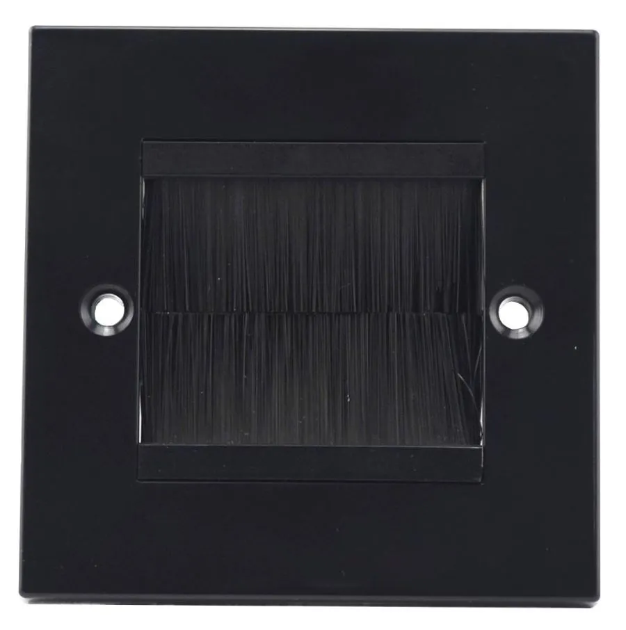 PRO SIGNAL 1 Gang Brush Faceplate, Black, 86x86mm