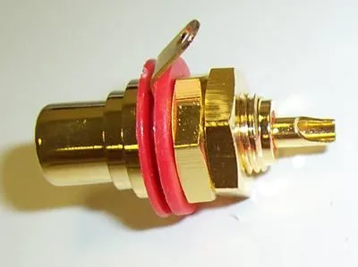 REAN 2-Pin Phono Socket, Gold Plated, Red Metal