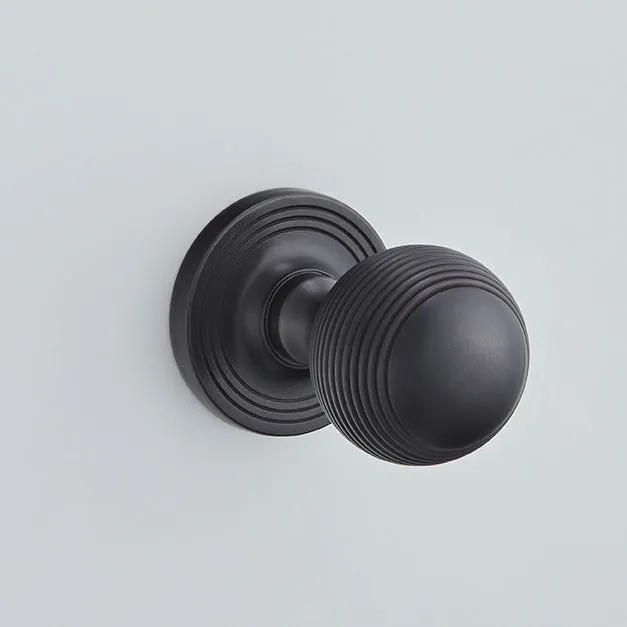 Large Reeded Ball Knob on Reeded Covered Rose - 6346LCOV65C
