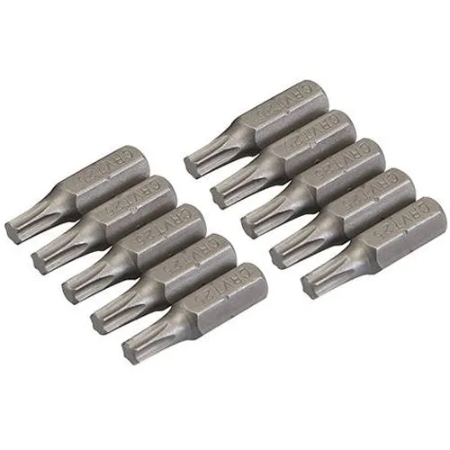 10 PACK T25 TRX TORX Star Chrome Vanadium Screwdriver Bits Ã‚Â¼" Hex Steel Shank