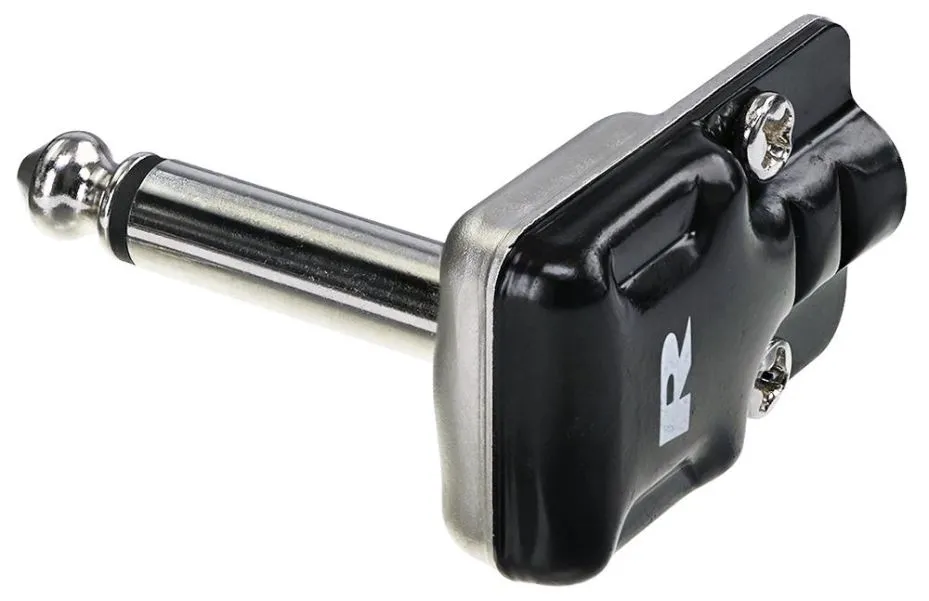 REAN 6.35mm 1/4″ Mono Jack Plug, Right Angle, Black