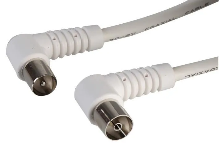PRO SIGNAL 90° Coax TV Aerial Lead, 2m, White