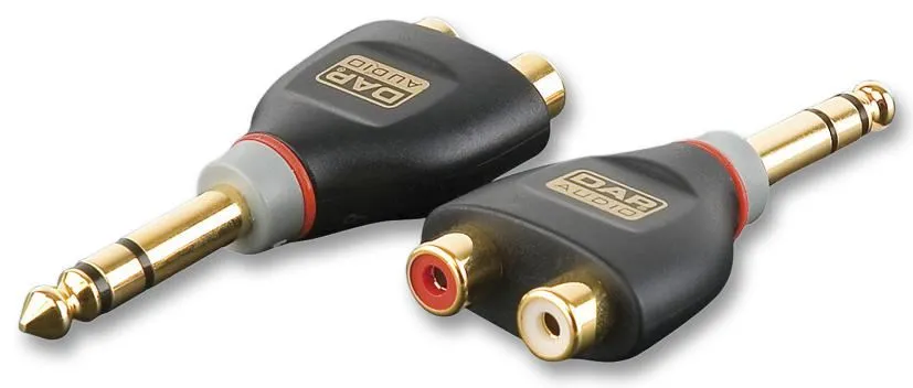 XCALIBER 2x RCA Female to 6.35mm Stereo Jack Adapter, Gold Plated