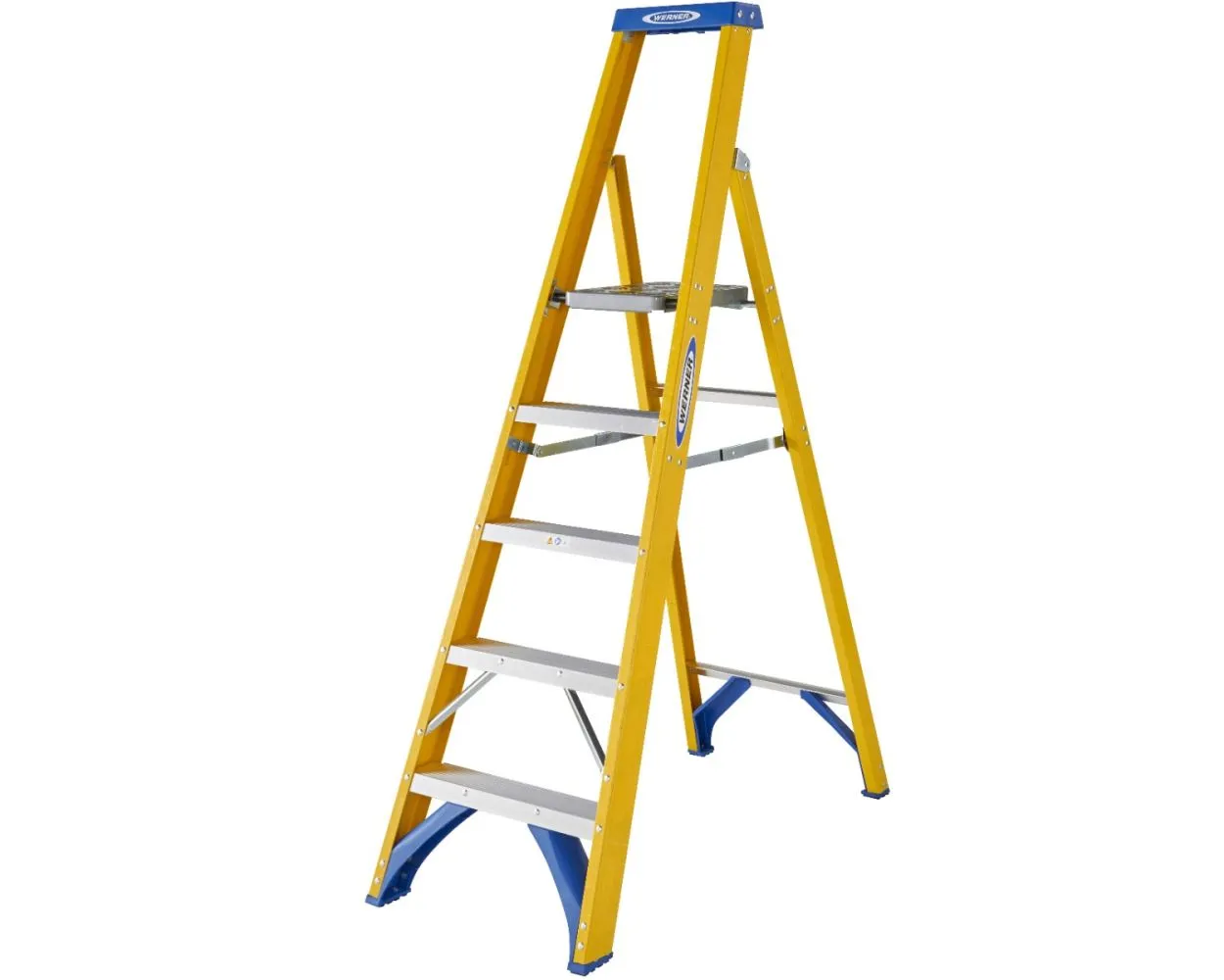 Werner 717 Series Fibreglass Platform Step Ladders, 5 treads