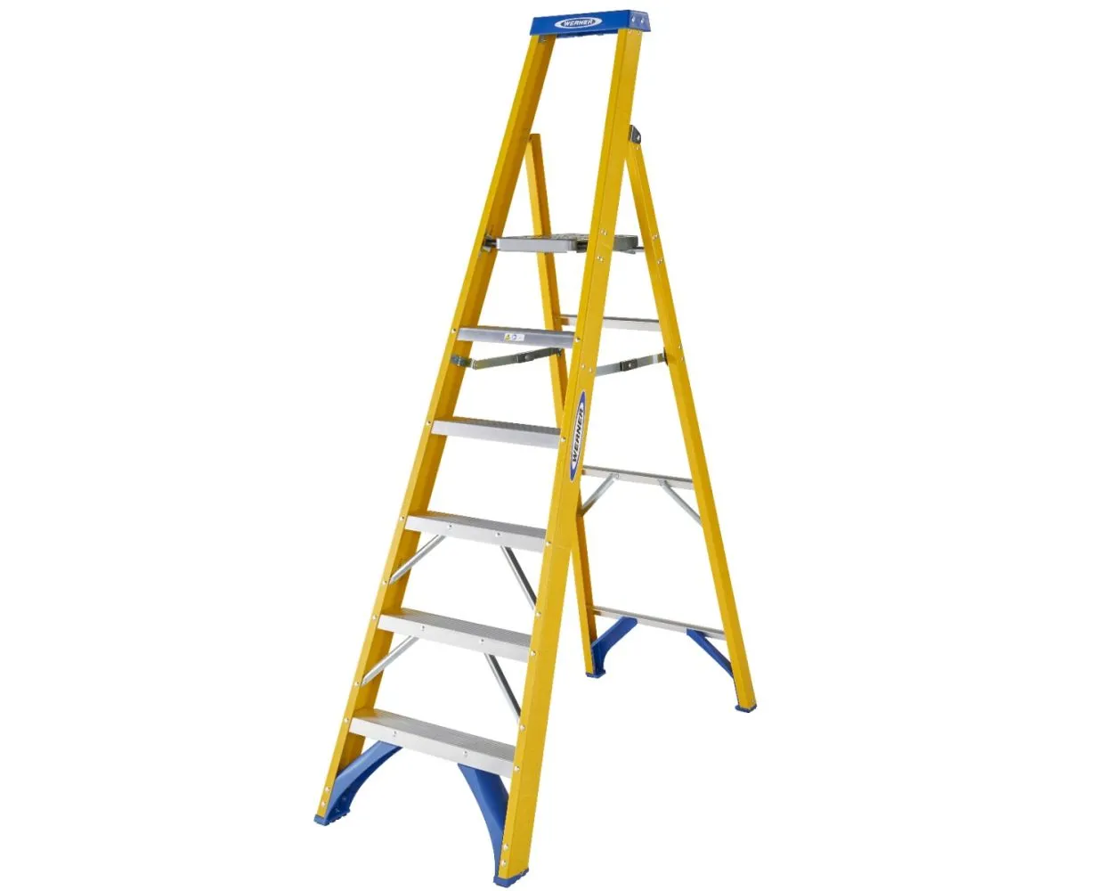 Werner 717 Series Fibreglass Platform Step Ladders, 6 treads