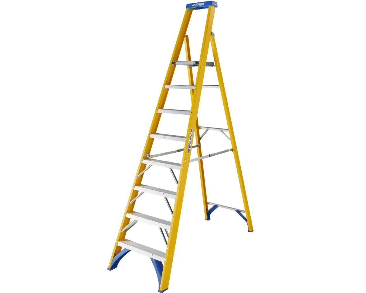 Werner 717 Series Fibreglass Platform Step Ladders, 8 treads