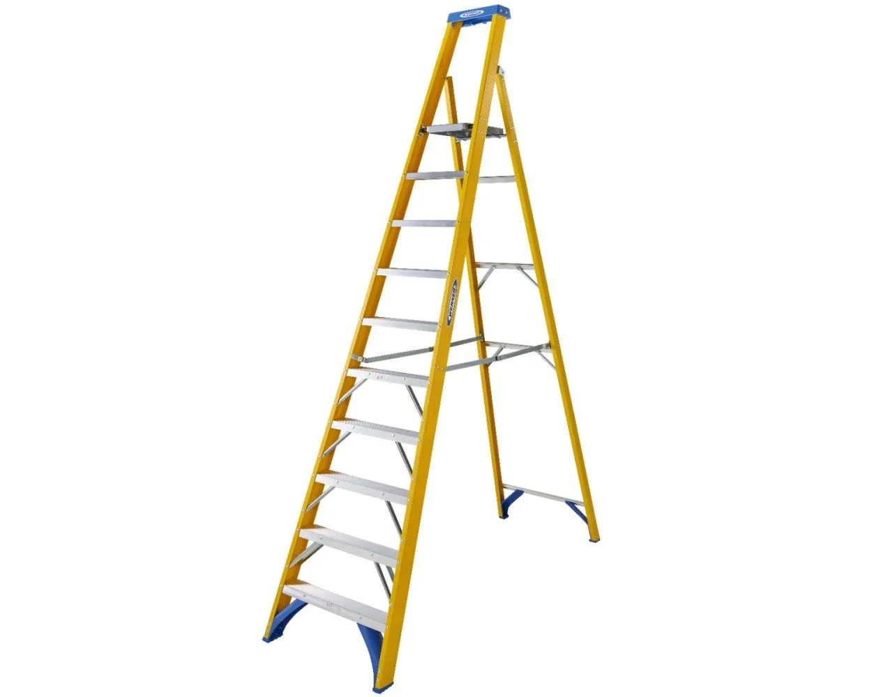 Werner 717 Series Fibreglass Platform Step Ladders, 10 treads