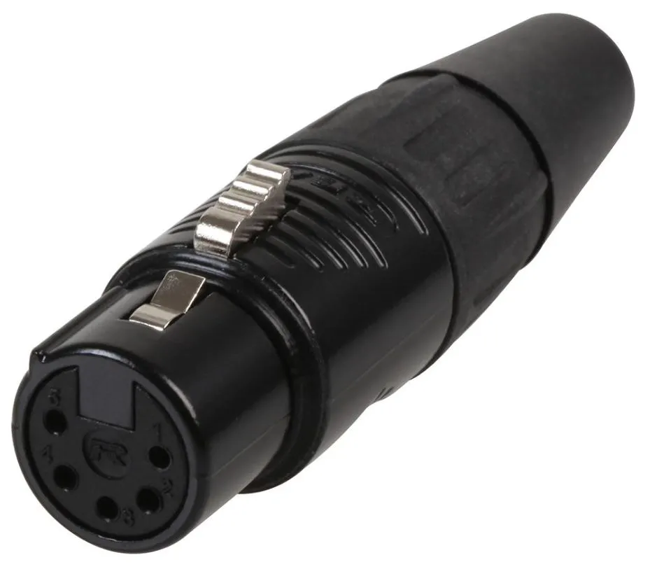 REAN RC5F-B 5-Pole XLR Plug, Black, Silver Contacts