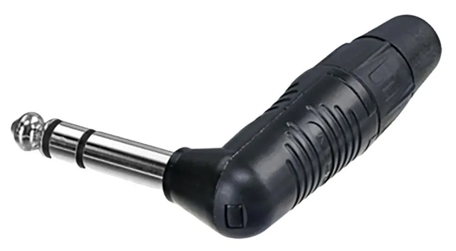 REAN 6.35mm 1/4″ Stereo Jack Plug, Nickel, 90° Angle, Tin Plated Contacts