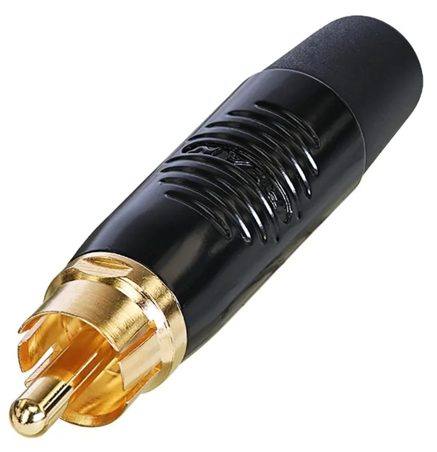 REAN RF2C-B-2 RCA Phono Plug with Gold Contacts, Black