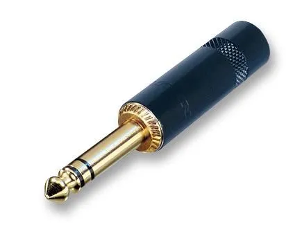 REAN 6.35mm Stereo Plug, Black Shell, Gold Contacts