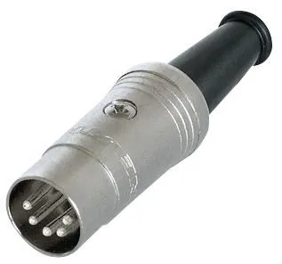 REAN DIN Connector, Male Plug, 5 Pin, 5mm Cable, Silver