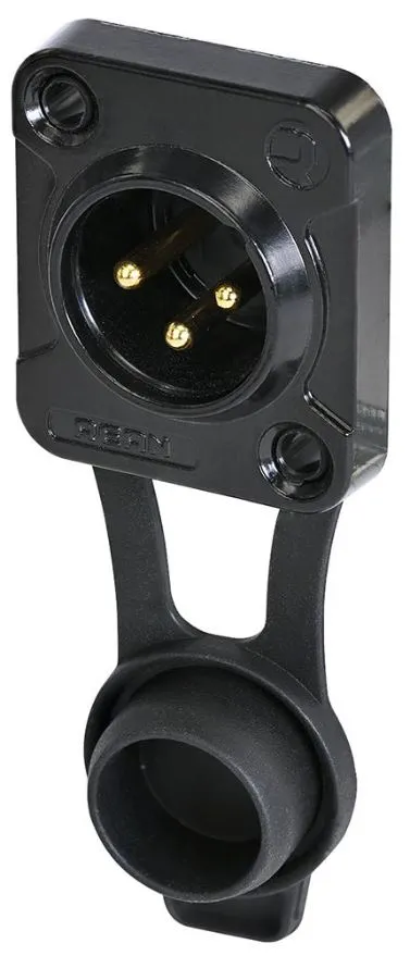 REAN 3-Pole XLR Panel Mount Plug, D-Size, IP65, Black