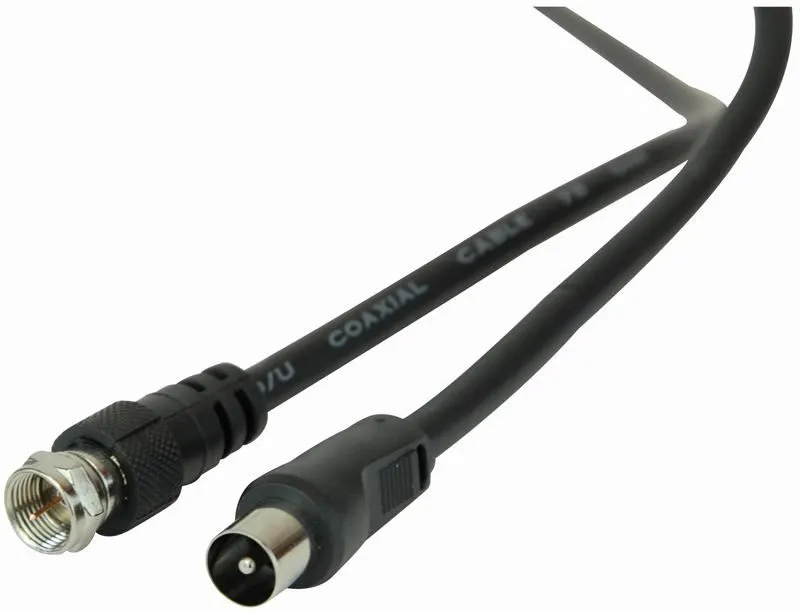 Pro Signal F Plug to Coax Plug Lead with RG59 Cable, 1m Black