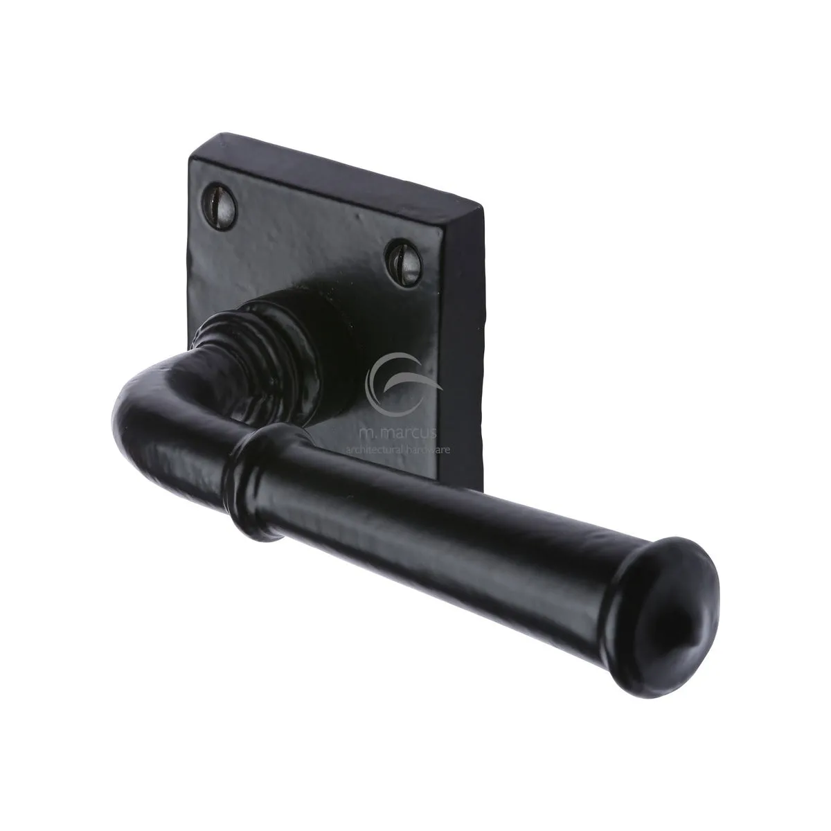 Black Iron Claverley Door Handle on Square Rose