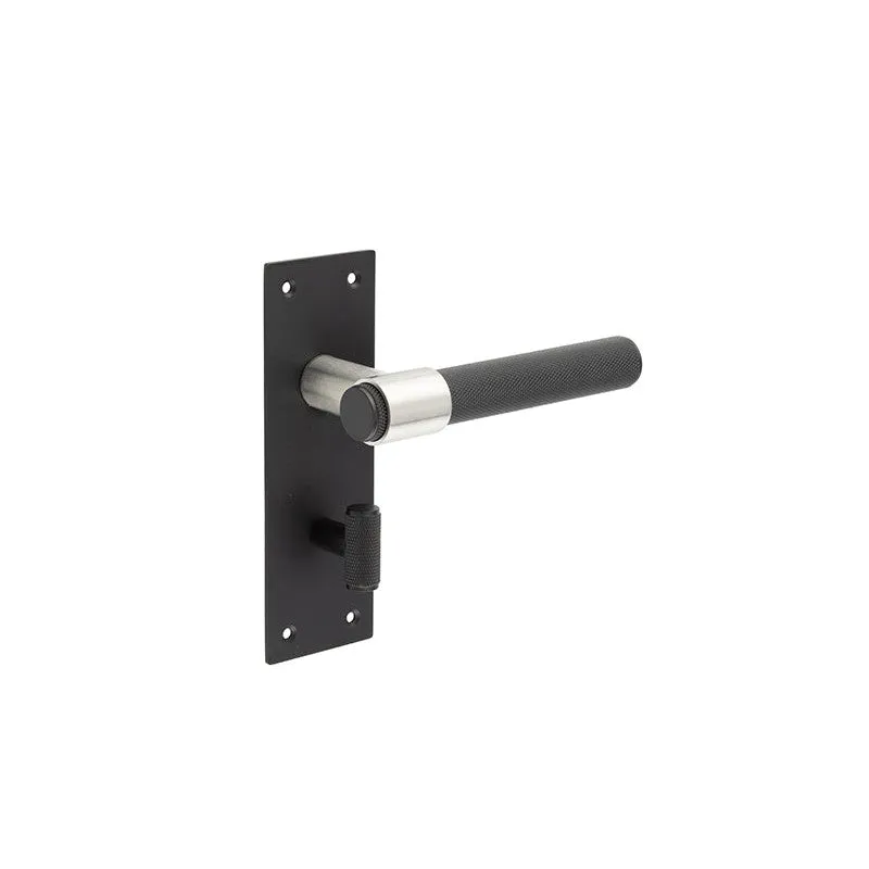 Nero T-Bar Door Handles on Bathroom Plate
