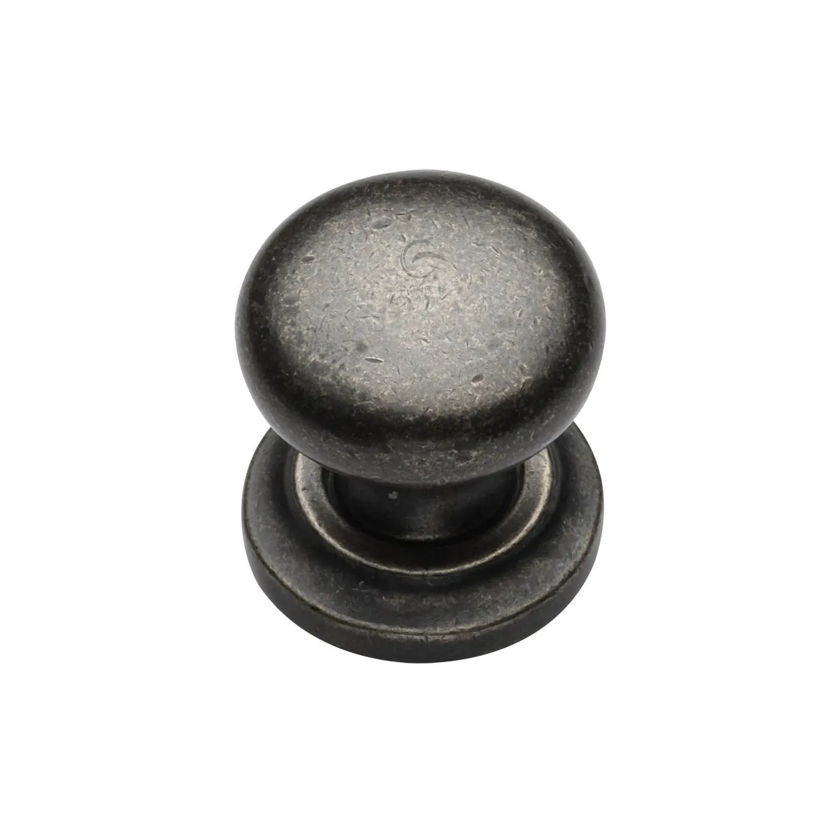 Rustic Pewter Round Cabinet Knob on Rose