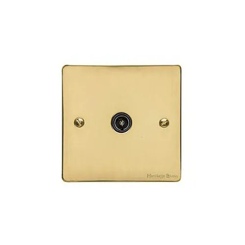 Elite Flat Plate Range-Polished Brass-1 Gang Isolated TV Coaxial Socket