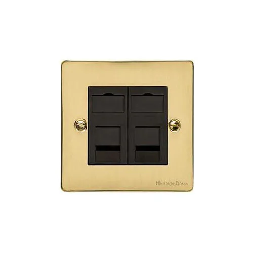 Elite Flat Plate Range-Polished Brass-2 Gang Master Line Socket