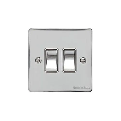 Elite Flat Plate Range-Polished Chrome-2 Gang Rocker Switch (10 Amp)