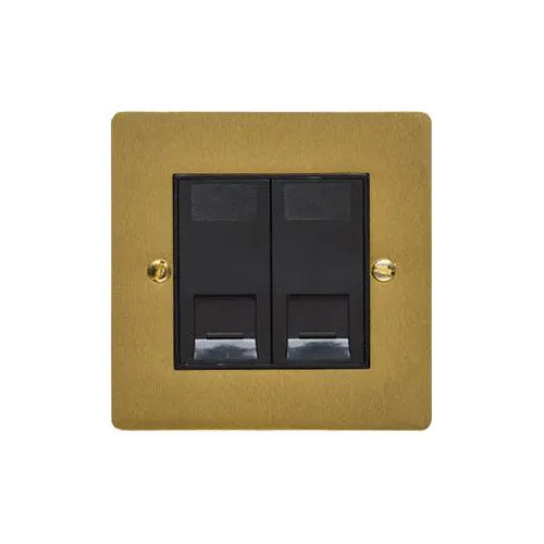 Elite Flat Plate Range-Satin Brass-2 Gang Secondary Line Socket