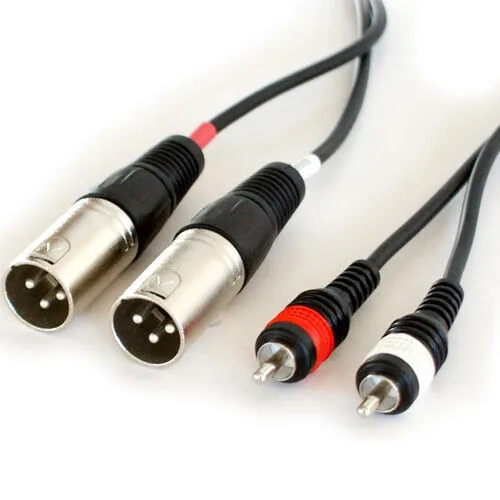 PRO 1.5m Twin XLR Male to 2x RCA PHONO Male Cable Double Dual Audio Plug Lead