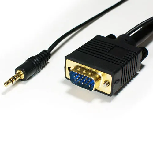 10m PC Laptop to TV Cable VGA SVGA 15 Pin & Integral 3.5mm Stereo Male Plug