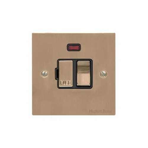 Elite Flat Plate Range-Antique Brass-Switched Spur with Neon (13 Amp)