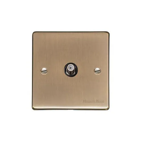 Elite Flat Plate Range-Antique Brass-1 Gang Satellite Socket