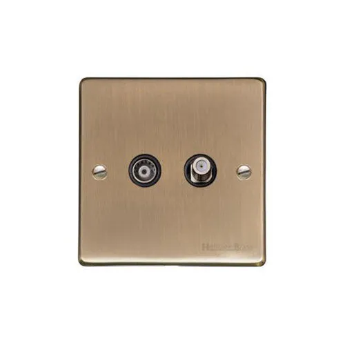 Elite Flat Plate Range-Antique Brass-TV/Satellite Socket